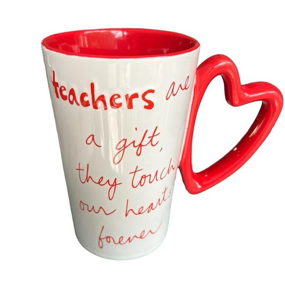 Large Teacher Coffee Mug Student Gift 16 Oz Heart Handle Coco Red Valentine - Picture 8 of 8